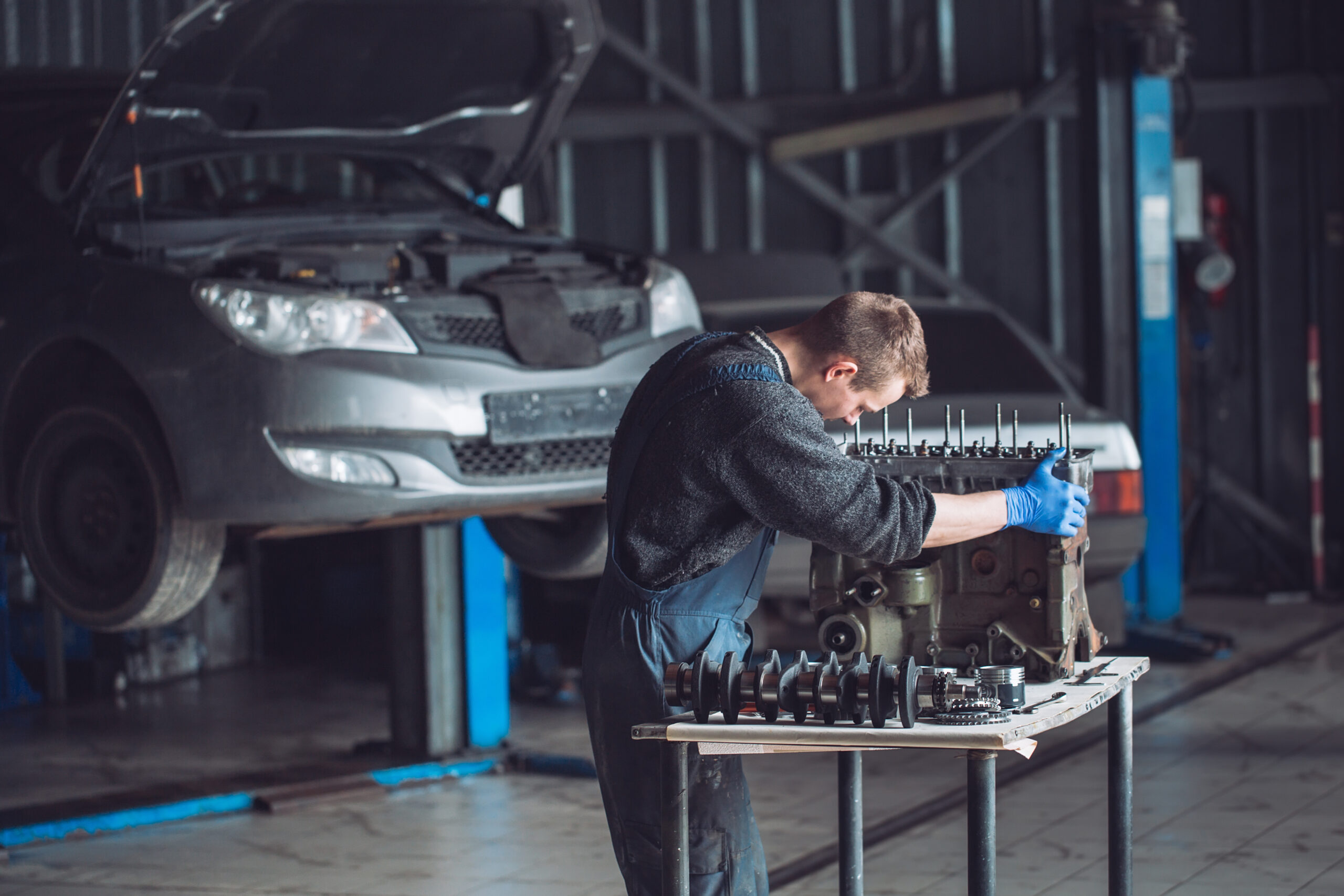 Master collects a rebuilt motor for the car.